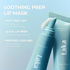 Laka Soothing Prep Lip Mask, 10ml/0.33 fl.oz, Cooling Peel-Off Lip Mask, Gentle Daily Exfoliator for Lips, Hygienic & Easy Application, Daily Lip Care, K-Beauty