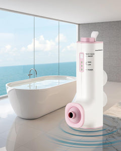 Rechargeable Bath Jets for Tub, Portable Jet Spa for Bathtub, Creates Soothing Bubbles and Massage for Relaxing Daily Use at Home (White-Pink)