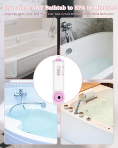 Rechargeable Bath Jets for Tub, Portable Jet Spa for Bathtub, Creates Soothing Bubbles and Massage for Relaxing Daily Use at Home (White-Pink)