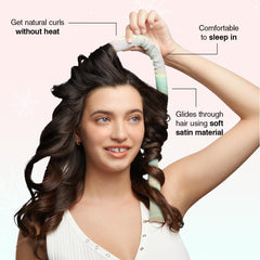 Hello Kitty x Kitsch XL Satin Heatless Curling Set- Heatless Hair Curler To Sleep In for Frizz-Free & Soft Curls, Comes with Bow Shape Design Hair Claw and Satin Scrunchies, Gifts for Women, 4pc Set