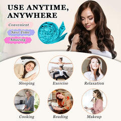 No Heat Overnight Curl Headband, 70" Soft Ribbon Wrap for Long Hair, 9 PCS Hair Curling Rods Set - Blue Green