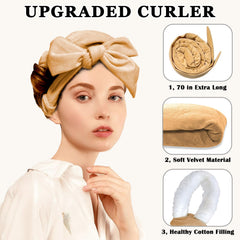 No Heat Overnight Curl Headband, 70" Soft Ribbon Wrap for Long Hair, 9 PCS Hair Curling Rods Set - Blue Green