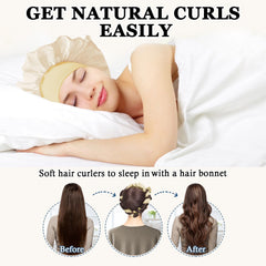 No Heat Overnight Curl Headband, 70" Soft Ribbon Wrap for Long Hair, 9 PCS Hair Curling Rods Set - Blue Green