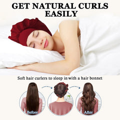 No Heat Overnight Curl Headband, 70" Soft Ribbon Wrap for Long Hair, 9 PCS Hair Curling Rods Set - Blue Green