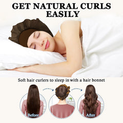 No Heat Overnight Curl Headband, 70" Soft Ribbon Wrap for Long Hair, 9 PCS Hair Curling Rods Set - Blue Green