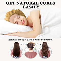 No Heat Overnight Curl Headband, 70" Soft Ribbon Wrap for Long Hair, 9 PCS Hair Curling Rods Set - Blue Green
