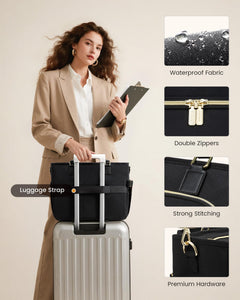 LOVEVOOK Teacher Tote Bag, Laptop Bag for Women with Large Cup Holder & Accordion File Area, Work Tote Bag for Business