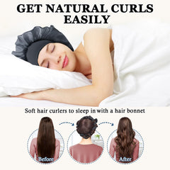 No Heat Overnight Curl Headband, 70" Soft Ribbon Wrap for Long Hair, 9 PCS Hair Curling Rods Set - Blue Green