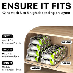 Simple Houseware Soda Can Organizer and Dispenser for Refrigerator / Pantry, Clear, Set of 2