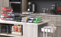 Simple Houseware Soda Can Organizer and Dispenser for Refrigerator / Pantry, Clear, Set of 2