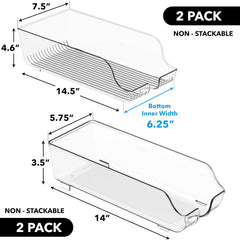 Simple Houseware Soda Can Organizer and Dispenser for Refrigerator / Pantry, Clear, Set of 2
