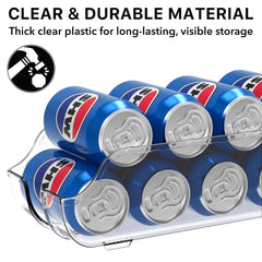 Simple Houseware Soda Can Organizer and Dispenser for Refrigerator / Pantry, Clear, Set of 2