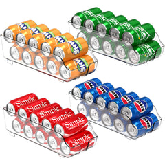 Simple Houseware Soda Can Organizer and Dispenser for Refrigerator / Pantry, Clear, Set of 2