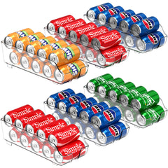Simple Houseware Soda Can Organizer and Dispenser for Refrigerator / Pantry, Clear, Set of 2